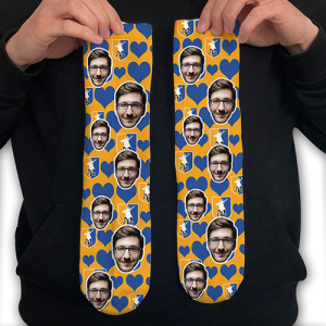 Stags Personalised Photo Socks Hearts